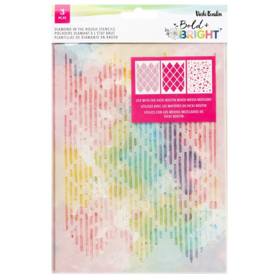  Vicki Boutin - stencil collection «Bold + Bright» modèle «Diamond» 3 pcs     